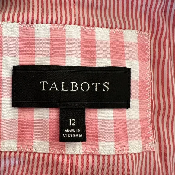Talbots Pink & White Gingham Blazer - Size 12 - Picture 4 of 10